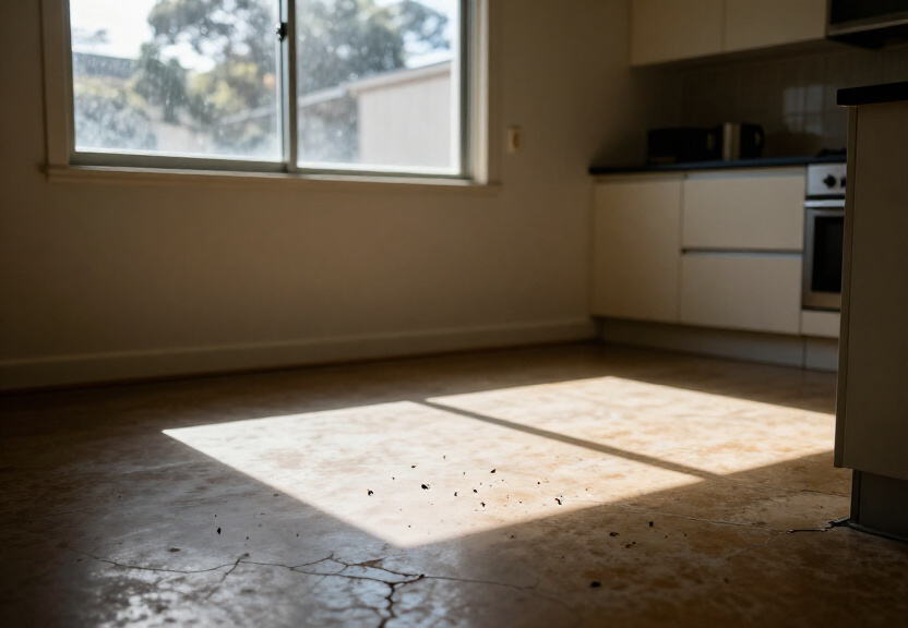 Cockroach infestation in a Como kitchen before treatment